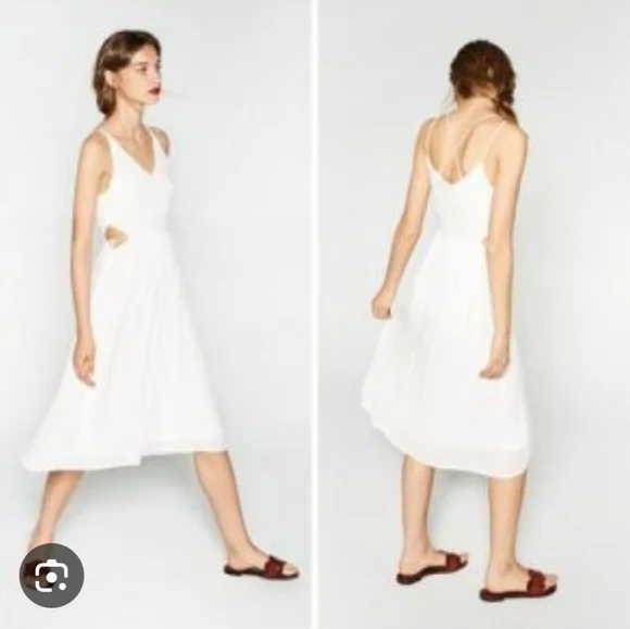 Zara White Cut Out Dress - Picture 2 of 8